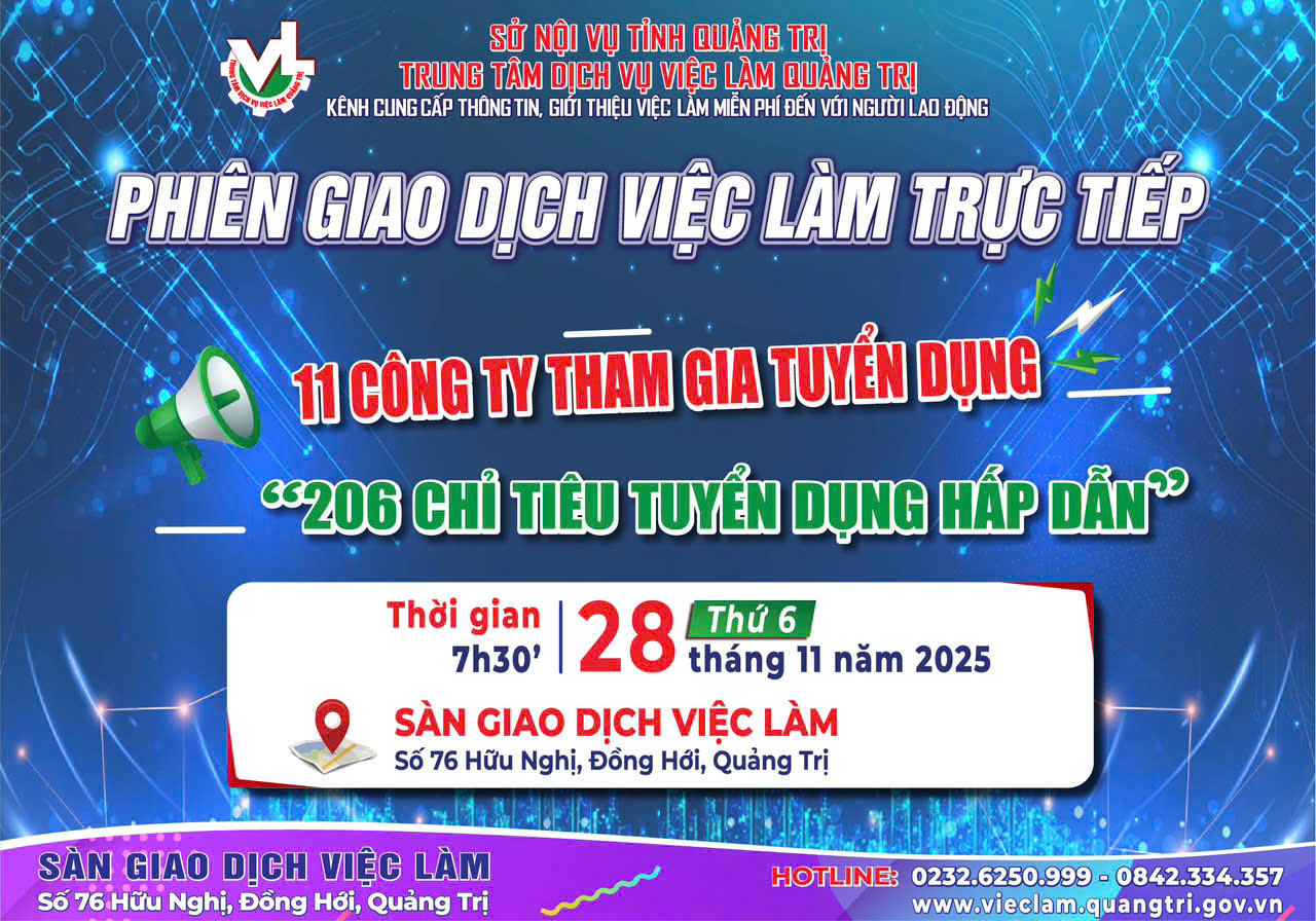 Phiên giao dịch việc làm lần thứ 23 năm 2025 phỏng vấn trực tiếp ngày 28/11/2025