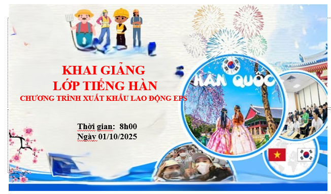 THÔNG BÁO KHAI GIẢNG LỚP TIẾNG HÀN NGÀY 01/10/2025