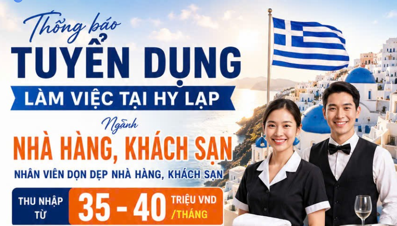 THÔNG BÁO TUYỂN DỤNG LÀM VIỆC TẠI HI LẠP - DỊCH VỤ NHÀ HÀNG, KHÁCH SẠN