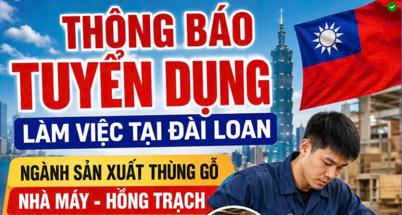 THÔNG BÁO TUYỂN DỤNG LÀM VIỆC TẠI ĐÀI LOAN - SẢN XUẤT ĐỒ GỖ🔥