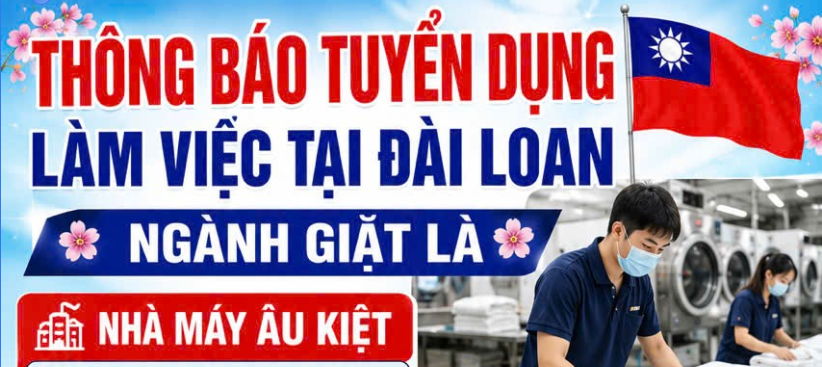 THÔNG BÁO TUYỂN DỤNG LÀM VIỆC TẠI ĐÀI LOAN - NGHỀ GIẶT LÀ