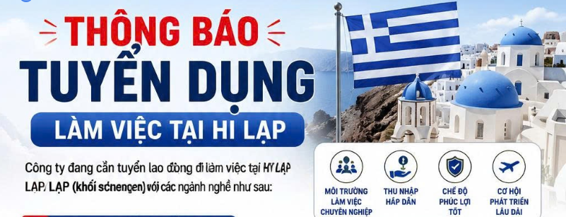 THÔNG BÁO TUYỂN DỤNG LÀM VIỆC TẠI HI LẠP - THỢ HÀN