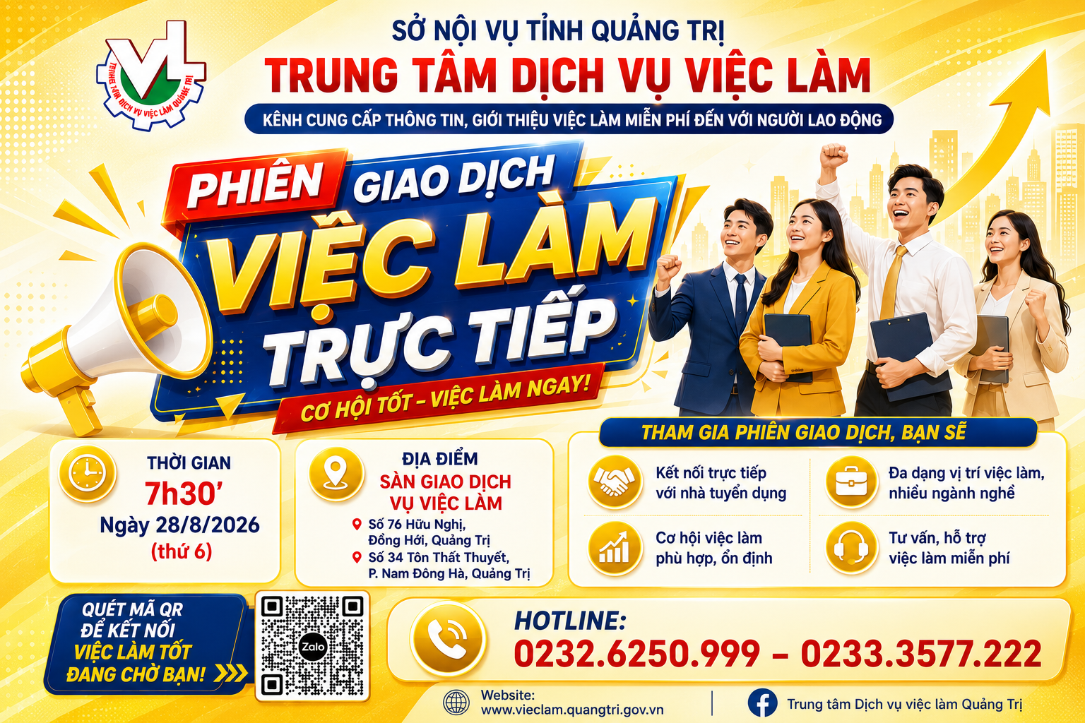 PHIÊN GIAO DỊCH VIỆC LÀM NGÀY 28/8/2026 - KẾT NỐI TRỰC TIẾP, CƠ HỘI VIỆC LÀM NGAY!