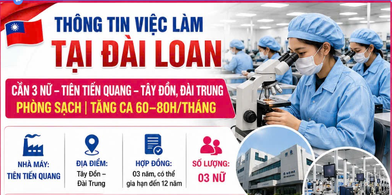 THÔNG TIN VIỆC LÀM TẠI ĐÀI LOAN - SẢN XUẤT CAMERA 🔥🔥